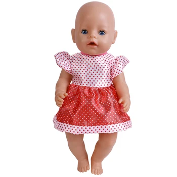 17 дюймов Кукла Одежда Точки Платье Американская Девушка Кукла Аксессуары 43 см Ребенок Новорожденный На Заказ Дети Девочки Подарки Индивидуальные Поставки