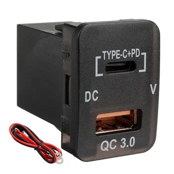  Авто Type-C + PD QC3.0 Зарядное устройство Двойной USB-адаптер Разъем для приборной панели Вольтметр для Toyota Camry Landcruiser Prado