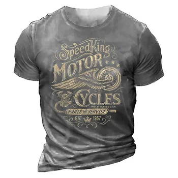  Мужская 3D-печатная мотоциклетная футболка Мотоциклист Винтажная футболка с коротким рукавом 1976 года Homme Moto Футболка Гоночный костюм Camiseta Рубашка