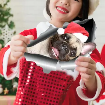  Собачий магнит для автомобиля Магнитная наклейка на Рождество с собакой в рождественской шляпе Наклейка Магнитная наклейка Рождественское украшение